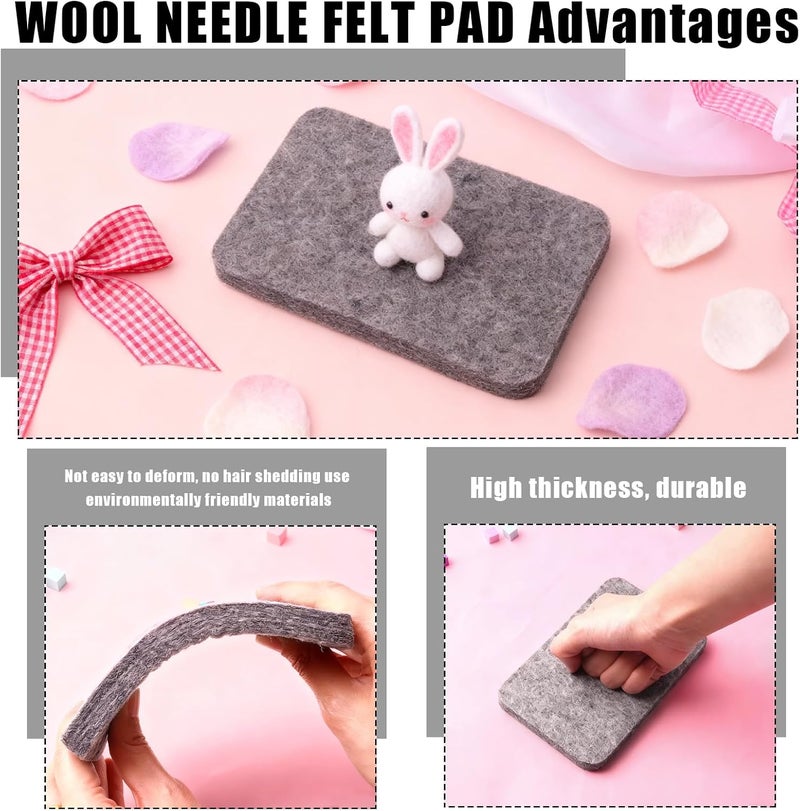 Pretwad Needle Felting Pad - Grey Sponge Needle Felting Pad, High-Density Sponge Work Surface Mat, Natural Thick & Firm Felt Mat Block for 2D & 3D Wool Felting, Protects Needles & Table - Image 4